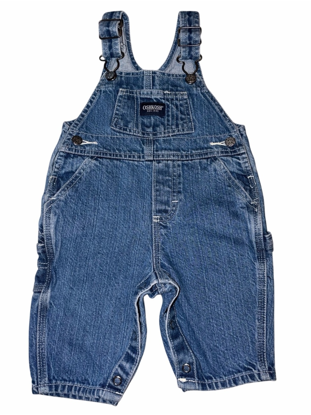 Vintage OshKosh B’gosh Denim Shortalls Overalls 3-6M Baby Carpenter 90s 8428005